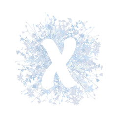 Easter, spring family floral monogram in pastel colors. White letter X on white background