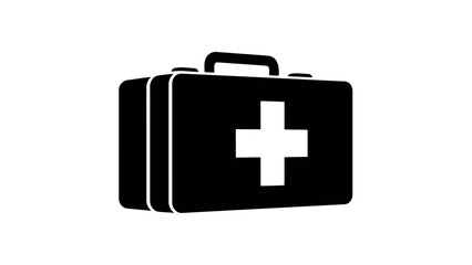 Obraz premium First aid kit with cross medical symbol silhouette