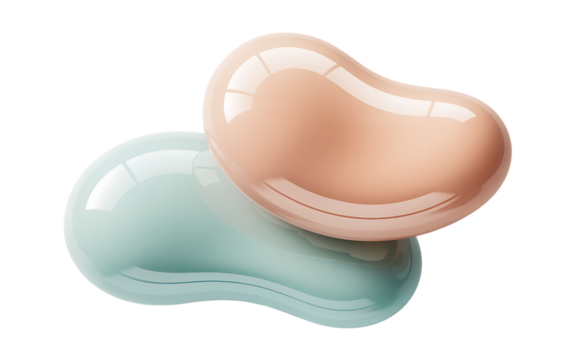 Two glossy pebbles isolated on transparent background