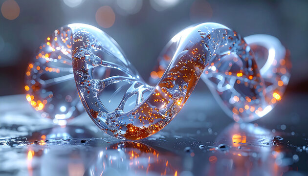 DNA Helix: The double helix of DNA, a symbol of life's blueprint, glows with light, signifying the intricacies of genetic structure and the wonders of scientific exploration.