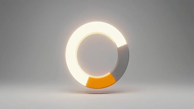 Glowing segmented circle caught filling with serene precision against a soft clean white background