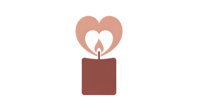 Heart-Shaped Candle Flame Icon with Transparent Background, Perfect for Valentine’s, love and spiritual themes. High-quality scalable PNGs for T-shirts, stickers, and digital projects.