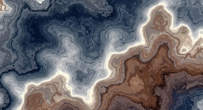 Abstract decorative brown and blue wavy fractal pattern design