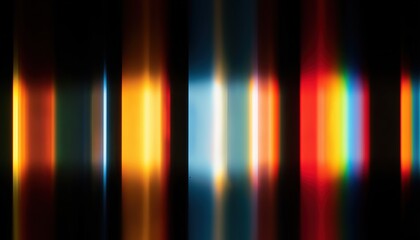 Blurful Warm Rainbow Crystal Light Leaks On Black: Defocused Abstract Retro Film Analog Effect For Photograph Overlay Or Screen Filter Usage.