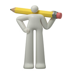 Holding a Giant Pencil, Ready to Write, Creativity at Work