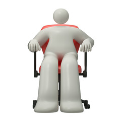 A man sits comfortably in an office chair