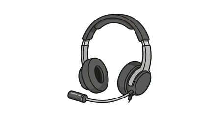 Gray headset with microphone for communication and listening