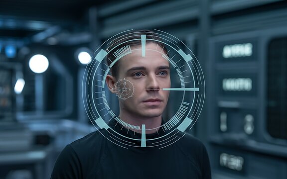 Man with futuristic interface