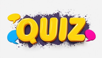 Quiz Logo Featuring Speech Bubble Symbols, Questionnaire Illustration, Quiz Button, Competition, Exam, Interview Modern Emblem  Against White Background