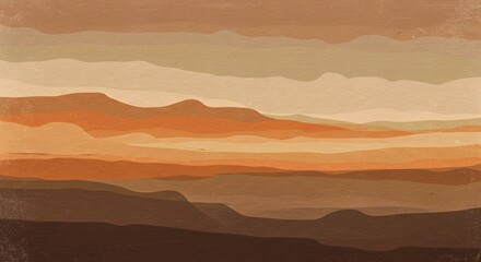 Naklejka premium Horizontal abstract landscape, layered color bands evoking mountains or a sunset