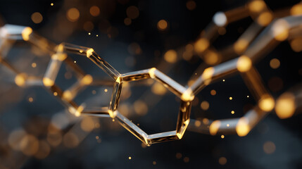 Geometric Molecular Network: This image features a complex network of molecules, rendered with geometric precision and a captivating interplay of light and shadow.