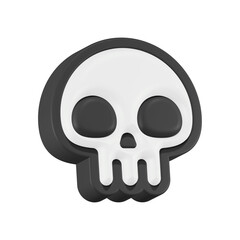 3d rendering icon skull in black color
