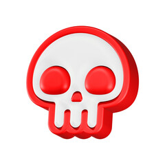 3d rendering icon skull red color