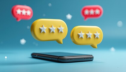 Mobile Phone Review Rating Bubble Speeches: Smartphone Reviews With Good And Bad Rates, Testimonial Messages, Notifications, And Feedback.