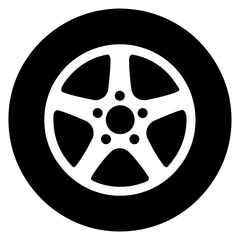 Obraz premium Car wheel tire icon alloy rim silhouette automotive spare part vector symbol