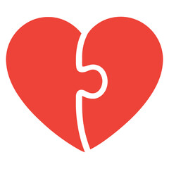 Red heart puzzle piece love relationship compatibility connection symbol vector