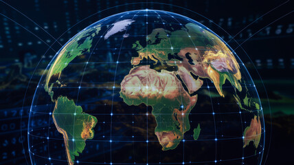 Global Network Communication Technology World Map Earth Digital Background Graphic