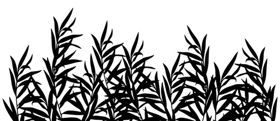 Silhouettes of summer- glade. Black basis for design on white background universal