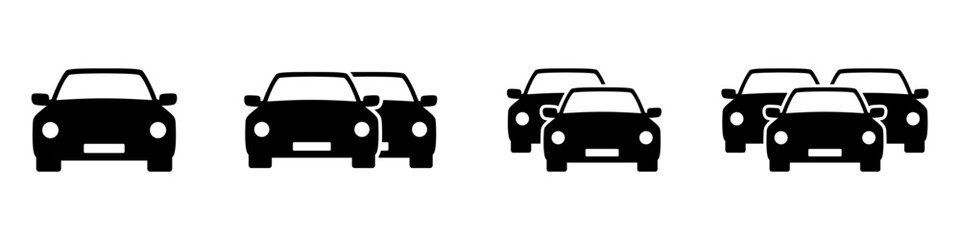 Cars icon set, transport flow, traffic jam symbol, auto automobile sign