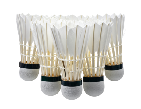  Photorealistic Colorful Shuttlecock Set on Transparent Background.