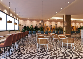 Interior of cozy restaurant in the modern style