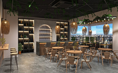 Interior of cozy restaurant in the modern style