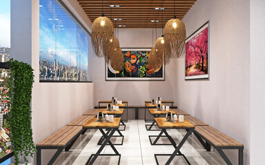 Interior of cozy restaurant in the modern style