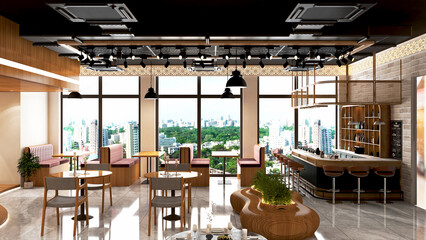 Interior of cozy restaurant in the modern style