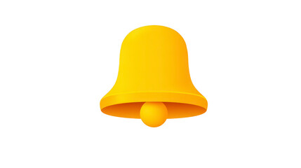 Yellow bell icon 3D illustration isolated on transparent background symbolizing notification alert reminder or announcement with cheerful and modern design style