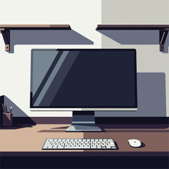 Modern computer setup with keyboard and mouse on a desk.