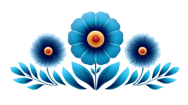 Fototapeta Blue flower floral decorative botanical leaf nature symmetrical design petal ornamental Blue flower floral decorative botanical leaf nature symmetrical design petal ornamental motif with vibrant