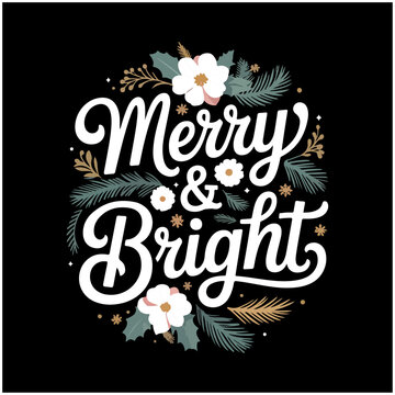 merry bright elegant scrip typography