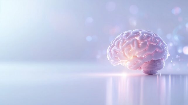 Conceptual Human Brain Model Glowing on Futuristic Background Representing Intelligence and Technology