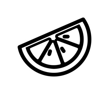 Fresh citrus slice doodle with vibrant flavor and zest, ideal for healthy food blogs and modern food packaging designs, a delightful summer treat