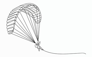 Line art illustration of a paraglider silhouette against a white background showcasing the thrill and adventure of paragliding