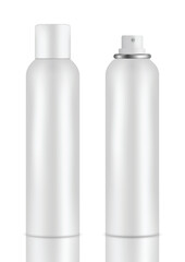 White Aerosol Spray Can Mockup – Realistic Cosmetic and Deodorant Packaging Vector