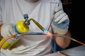 soldering copper pipes with a gas torch and MAP gas