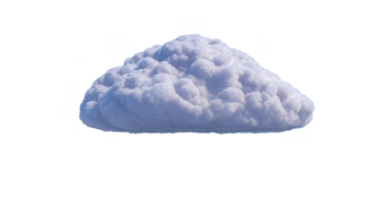 Fluffy white cloud floating isolated on transparent background, soft texture, dreamy and peaceful atmosphere, suitable for weather, nature, or fantasy themes
