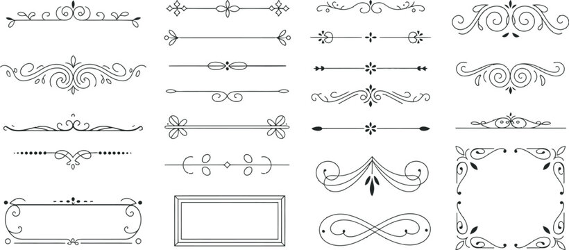 Ornate Vector Graphic Dividers and Frames Collection for Elegant Design Projects