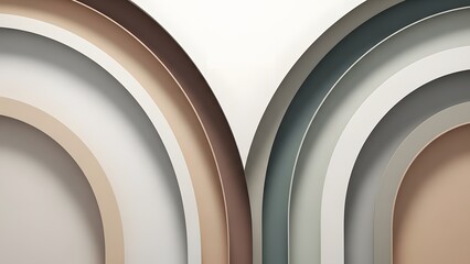 Fototapeta premium Abstract Archways: A minimalist composition showcasing two overlapping archways, featuring a palette of neutral tones, that evokes a sense of modern serenity and subtle elegance.