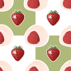 Strawberry Mochi and Fresh Strawberry Pattern Cute Sweet