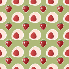 Strawberry Mochi and Fresh Strawberry Pattern Cute Sweet