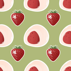 Strawberry Mochi and Fresh Strawberry Pattern Cute Sweet