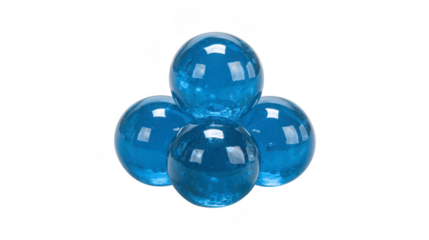 Blue glass spheres cluster transparent glossy reflective arranged in geometric pattern isolated on transparency background modern decorative object minimalistic clean artistic design