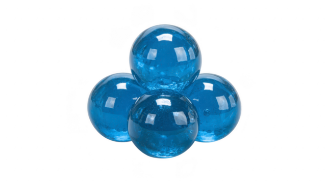 Blue glass spheres cluster transparent glossy reflective arranged in geometric pattern isolated on transparency background modern decorative object minimalistic clean artistic design