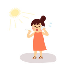 汗を拭く女性