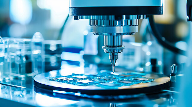 Silicon wafer manufacturing in computer factory.