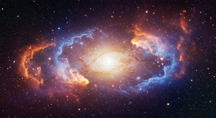 Fototapeta premium Cosmic galaxy nebula formation illuminated by bright center