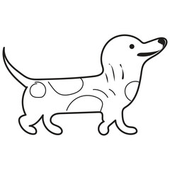 Simple hand drawn outline of a fluffy cat standing with a bushy tail