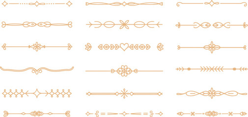 Collection of decorative ornamental dividers and borders in a golden hue